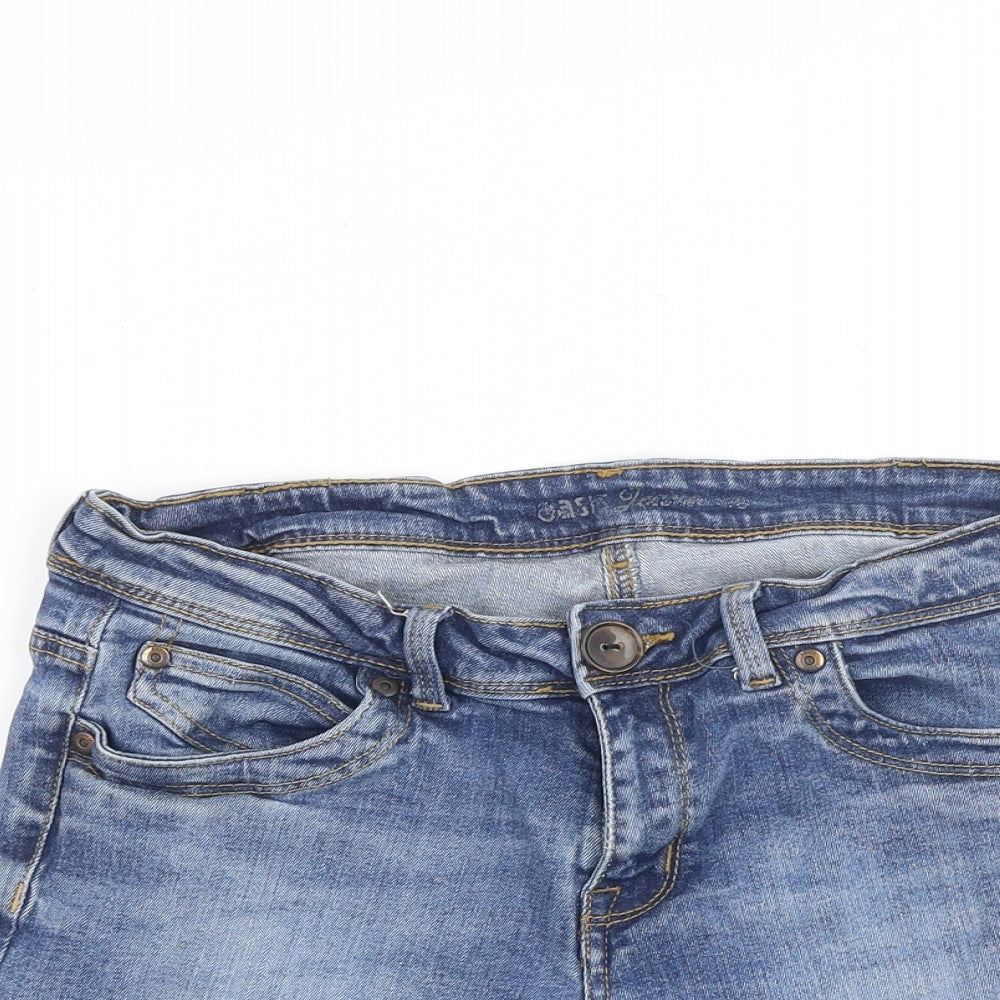 Oasis Womens Blue Cotton Hot Pants Shorts Size 28 in L3 in Regular Zip