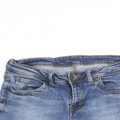 Oasis Womens Blue Cotton Hot Pants Shorts Size 28 in L3 in Regular Zip