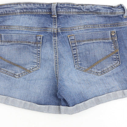 Oasis Womens Blue Cotton Hot Pants Shorts Size 28 in L3 in Regular Zip