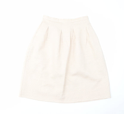 H&M Womens Beige Polyester Tulip Skirt Size 10 Zip