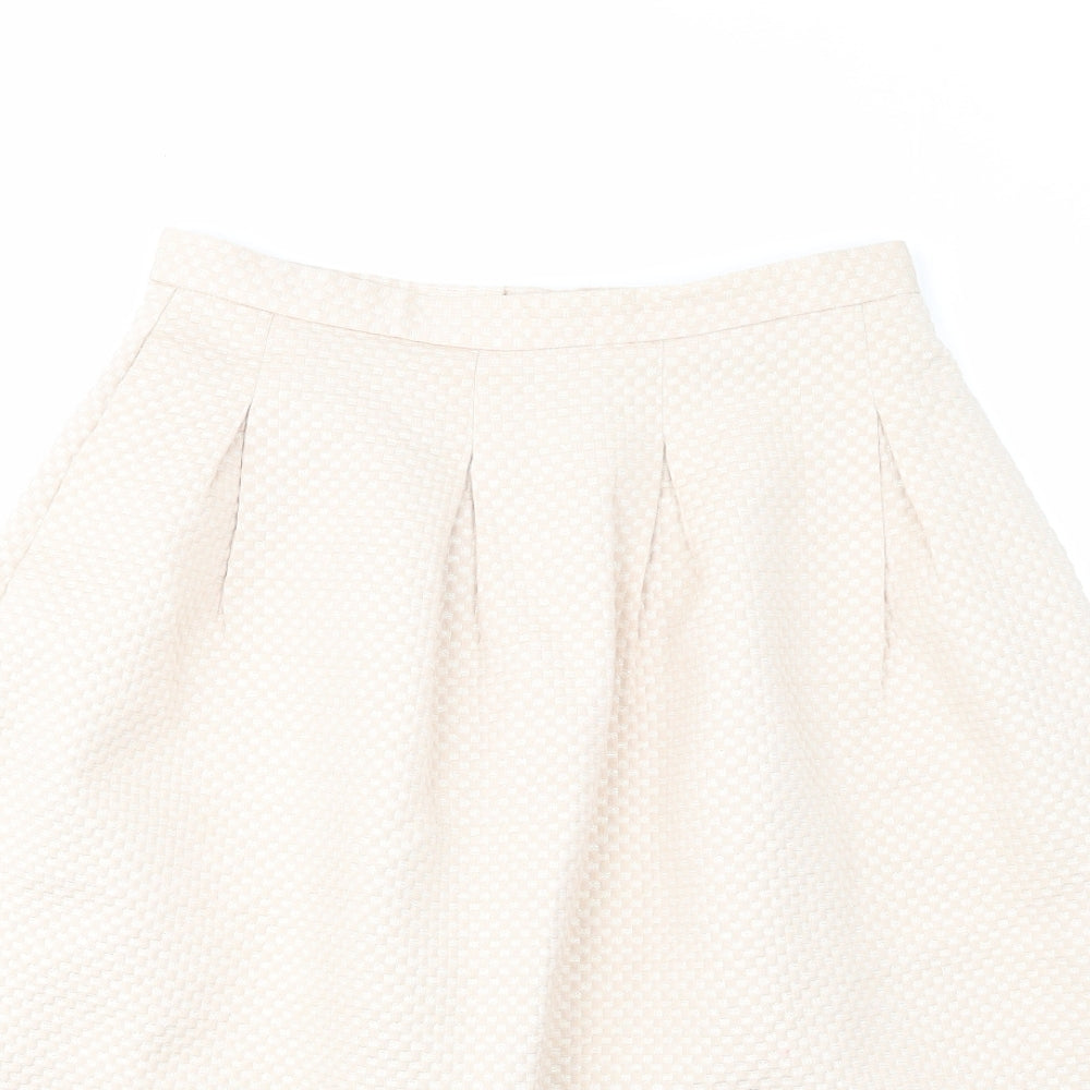 H&M Womens Beige Polyester Tulip Skirt Size 10 Zip