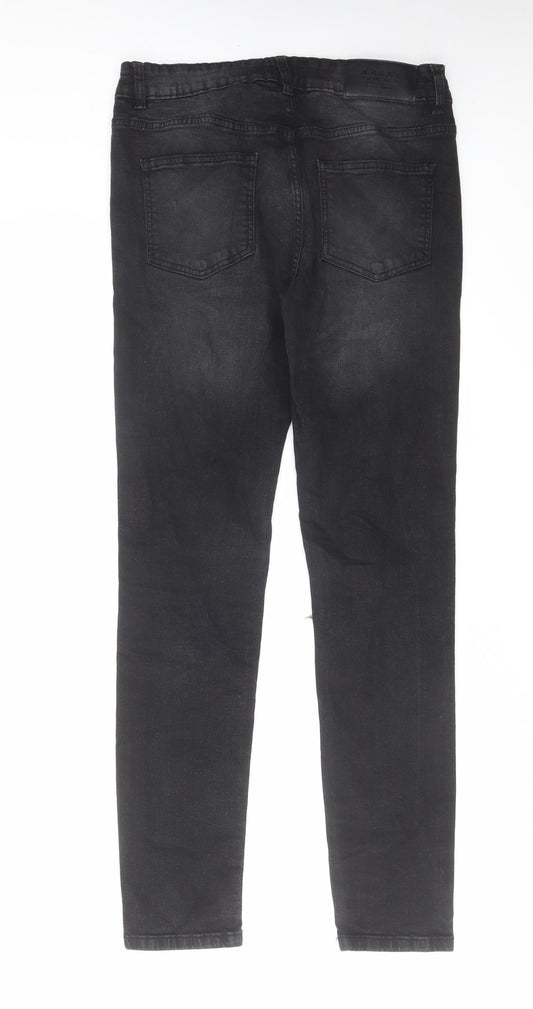 Boohoo Mens Black Cotton Straight Jeans Size 32 in L31 in Regular Zip