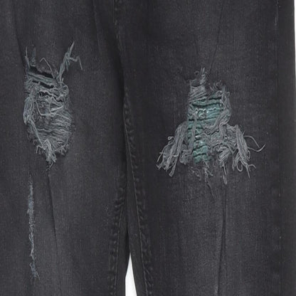 Boohoo Mens Black Cotton Straight Jeans Size 32 in L31 in Regular Zip