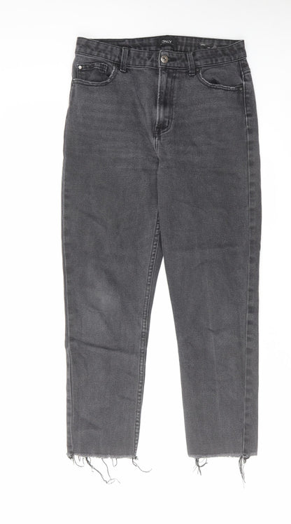 Only Womens Grey Cotton Tapered Jeans Size 30 in L32 in Regular Zip - Raw Hem