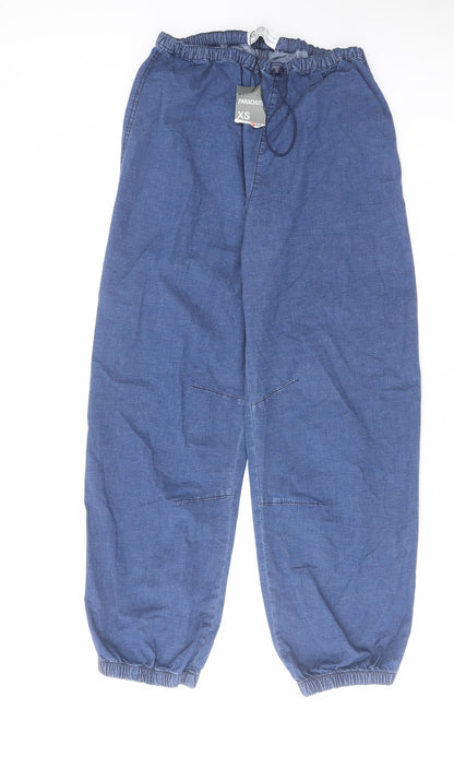 Denim & Co. Womens Blue Cotton Tapered Jeans Size XS L27 in Regular Drawstring