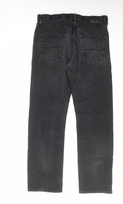 Marks and Spencer Mens Black Cotton Straight Jeans Size 32 in L31 in Regular Zip