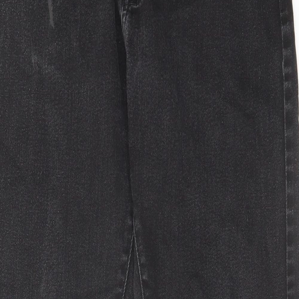 Marks and Spencer Mens Black Cotton Straight Jeans Size 32 in L31 in Regular Zip