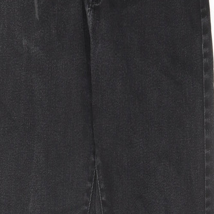 Marks and Spencer Mens Black Cotton Straight Jeans Size 32 in L31 in Regular Zip