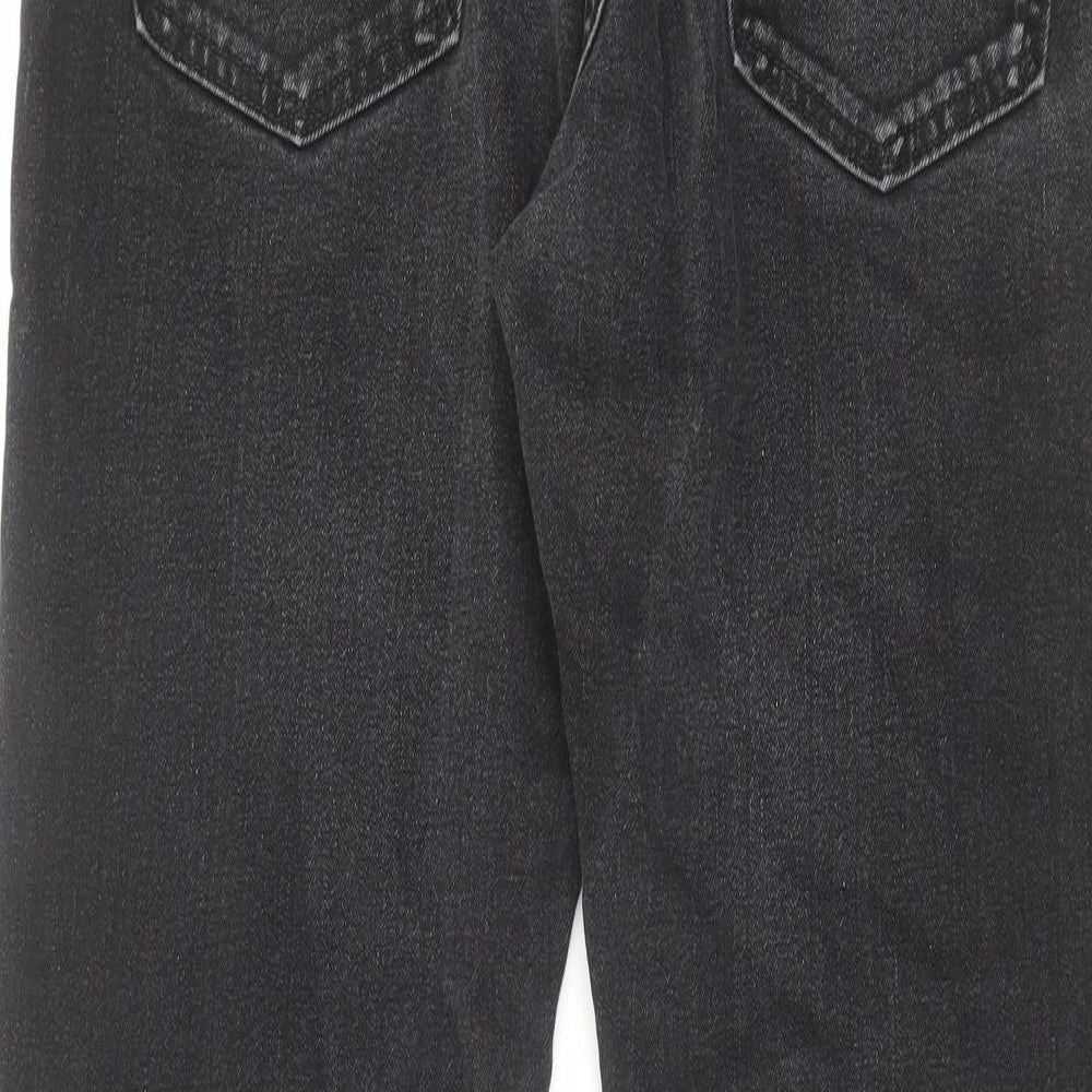 Marks and Spencer Mens Black Cotton Straight Jeans Size 32 in L31 in Regular Zip