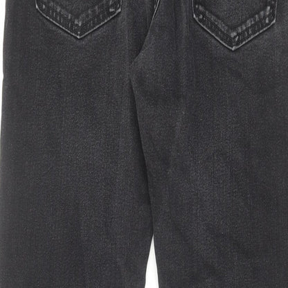Marks and Spencer Mens Black Cotton Straight Jeans Size 32 in L31 in Regular Zip