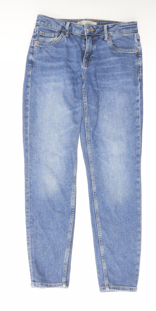 Topshop Womens Blue Cotton Tapered Jeans Size 25 in L32 in Regular Zip