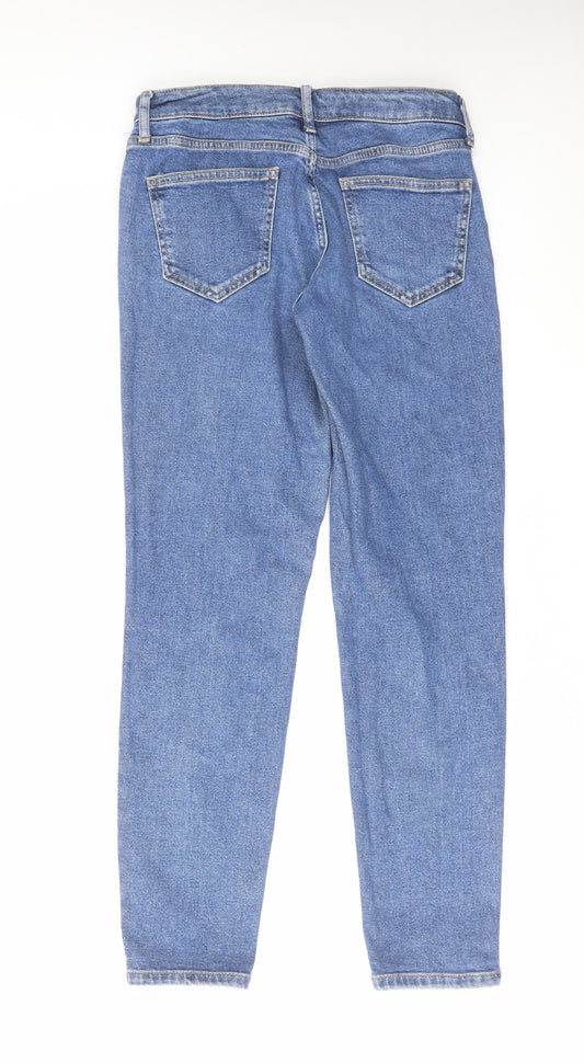 Topshop Womens Blue Cotton Tapered Jeans Size 25 in L32 in Regular Zip