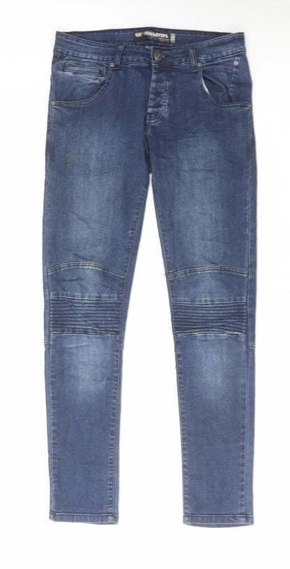 Mens UK Size 32 in Seven Series Regular Fit Straight Blue Jeans