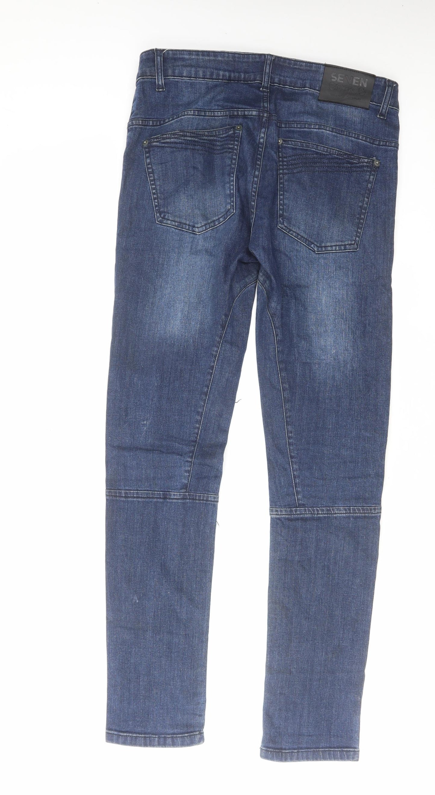 Mens UK Size 32 in Seven Series Regular Fit Straight Blue Jeans