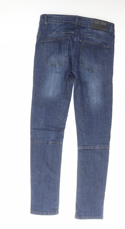 Mens UK Size 32 in Seven Series Regular Fit Straight Blue Jeans