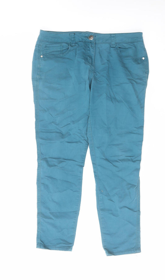 Red Herring Womens Blue Cotton Tapered Jeans Size 12 L26 in Regular Zip