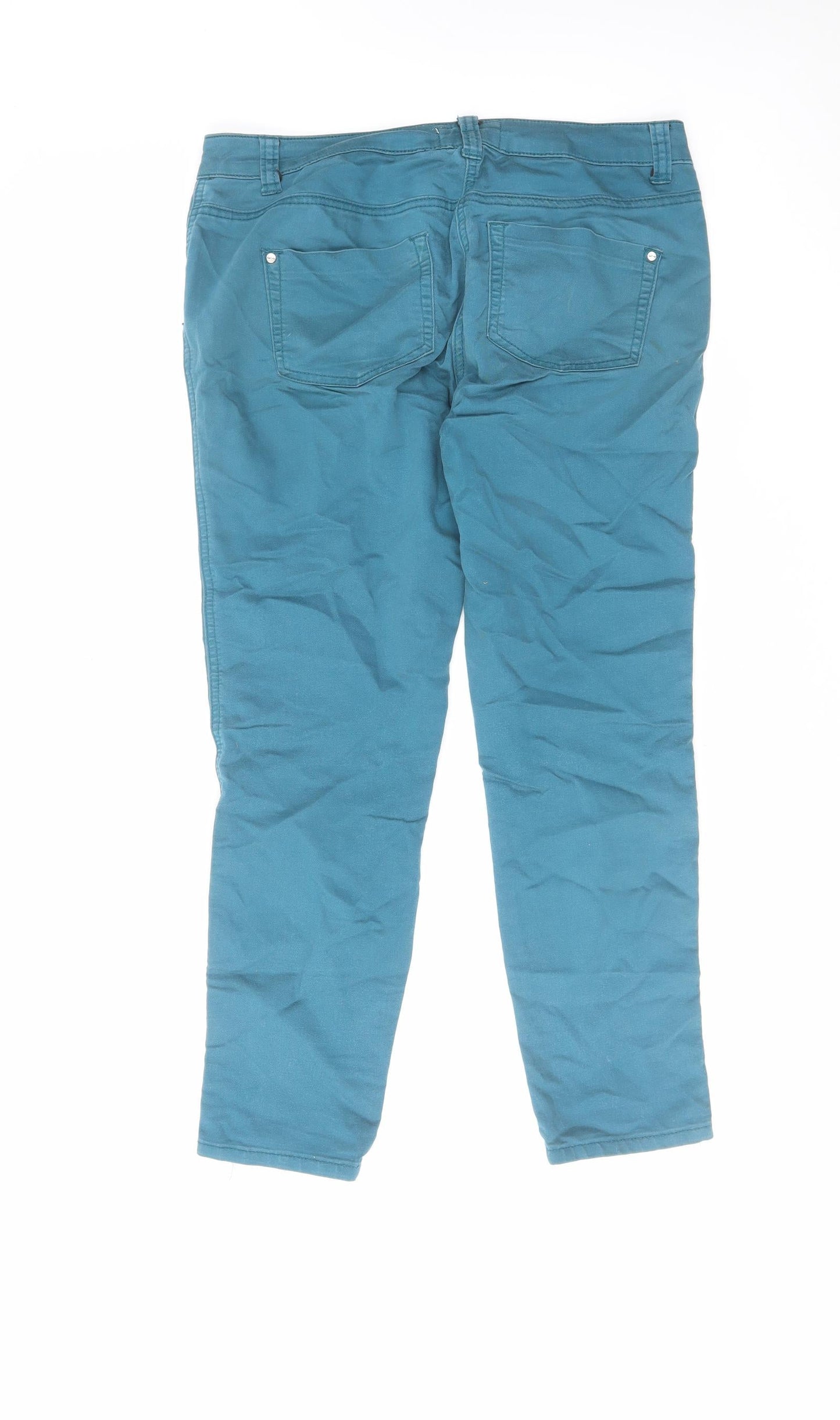 Red Herring Womens Blue Cotton Tapered Jeans Size 12 L26 in Regular Zip