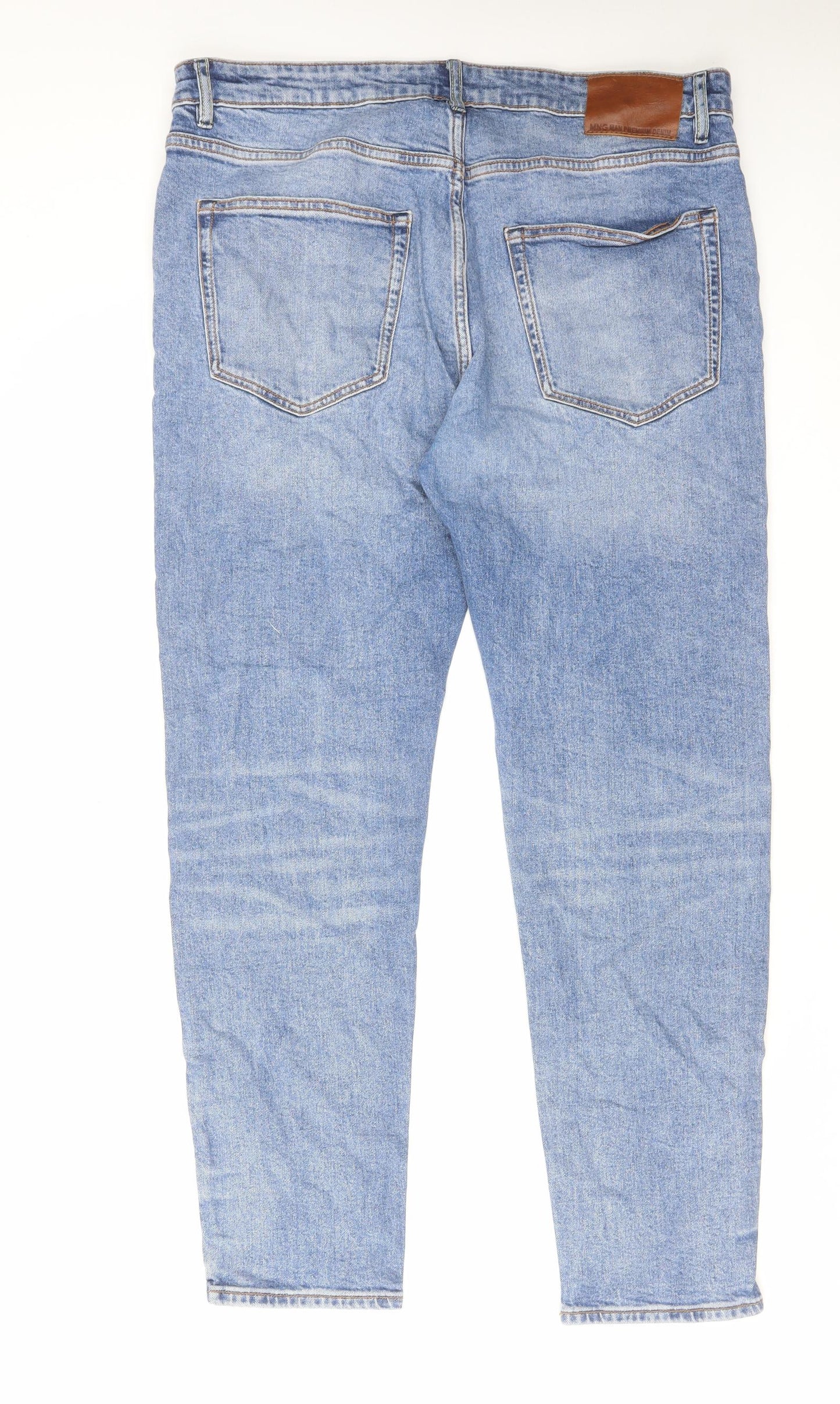 Mango Mens Blue Cotton Straight Jeans Size 36 in L30 in Slim Zip