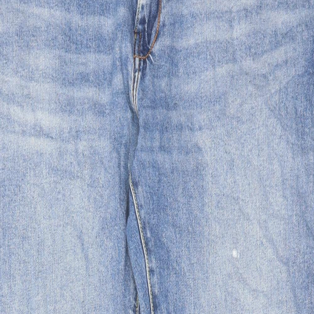 Mango Mens Blue Cotton Straight Jeans Size 36 in L30 in Slim Zip