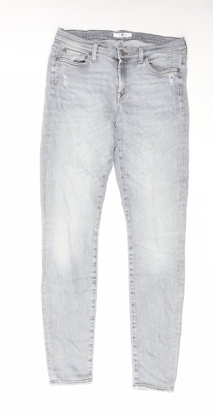 7 For All Mankind Mens Grey Cotton Straight Jeans Size 31 in L29 in Regular Zip