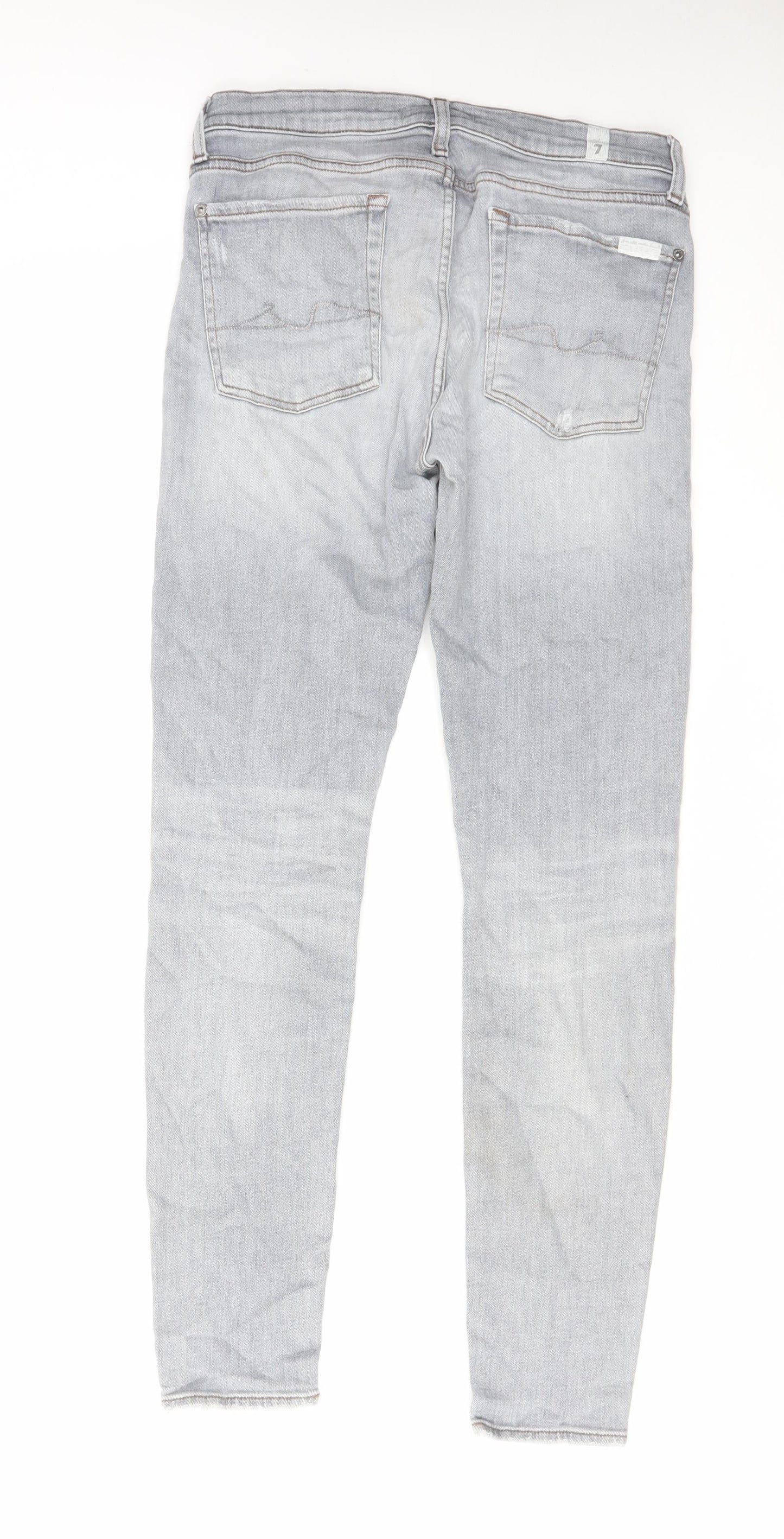 7 For All Mankind Mens Grey Cotton Straight Jeans Size 31 in L29 in Regular Zip