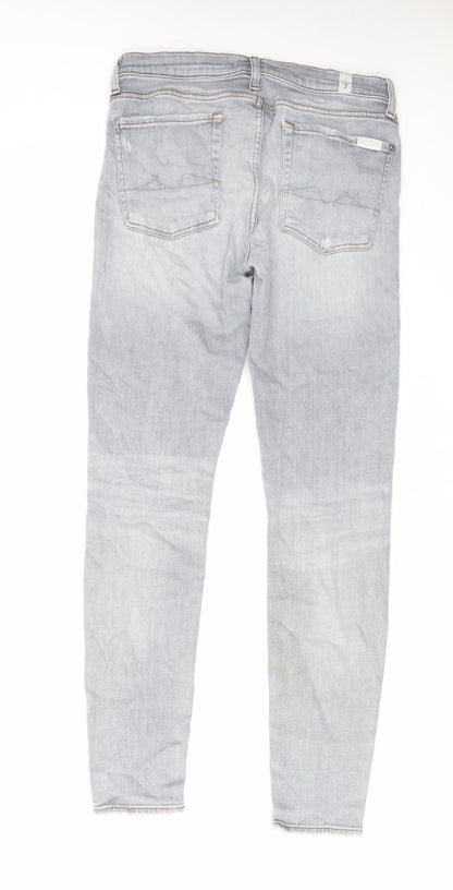 7 For All Mankind Mens Grey Cotton Straight Jeans Size 31 in L29 in Regular Zip
