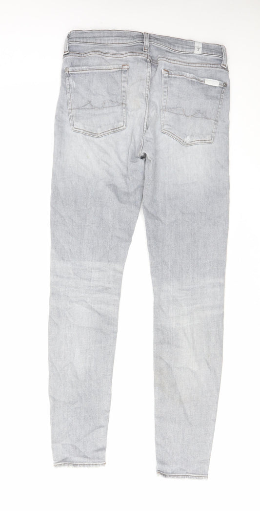 7 For All Mankind Mens Grey Cotton Straight Jeans Size 31 in L29 in Regular Zip