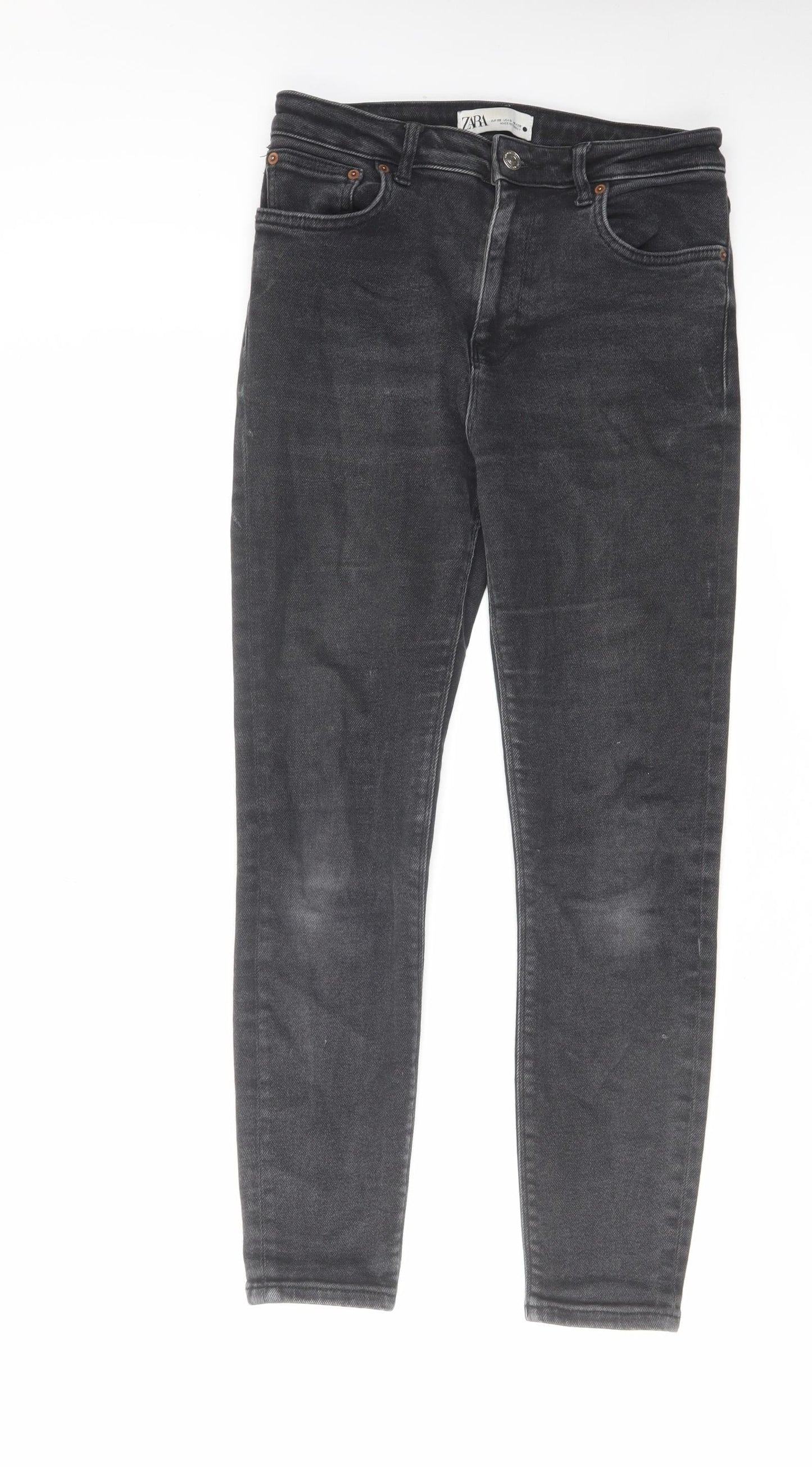 Zara Womens Black Cotton Skinny Jeans Size 10 L27 in Regular Zip