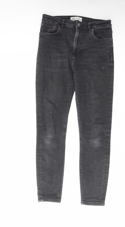 Zara Womens Black Cotton Skinny Jeans Size 10 L27 in Regular Zip
