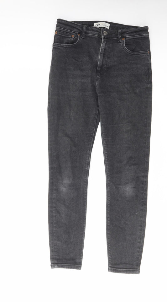 Zara Womens Black Cotton Skinny Jeans Size 10 L27 in Regular Zip