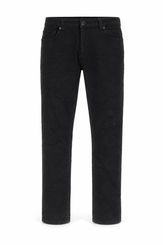 Front view of Denim & Co. men’s black cotton straight jeans, size 32, in, 30-inch leg regular zip