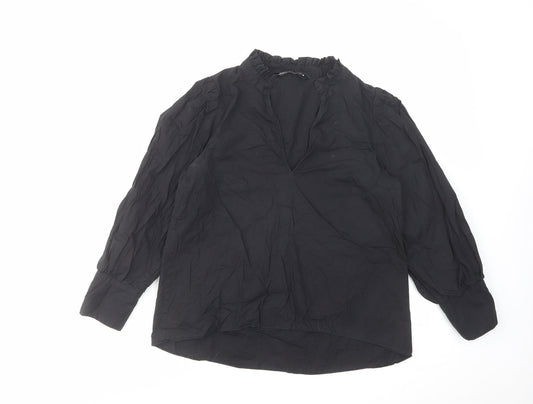 Womens UK Size XS Zara Black Basic Blouse