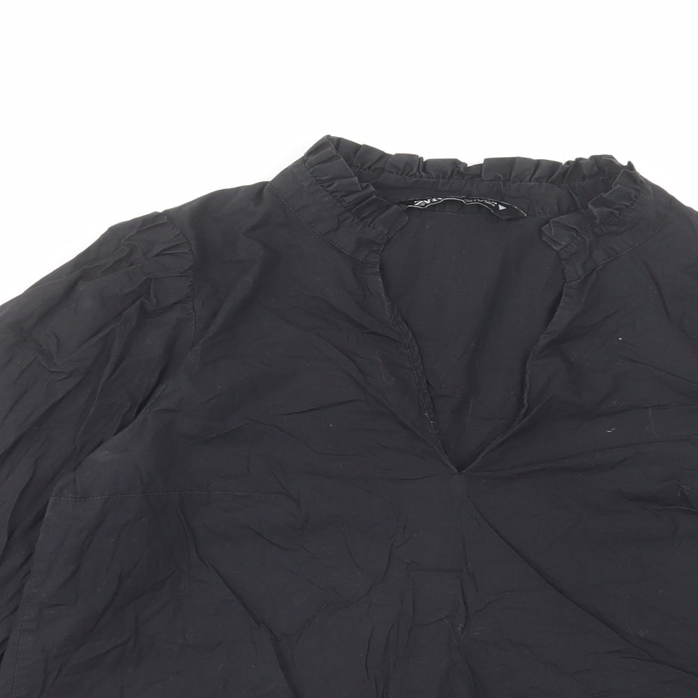 Womens UK Size XS Zara Black Basic Blouse