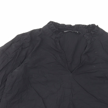 Womens UK Size XS Zara Black Basic Blouse