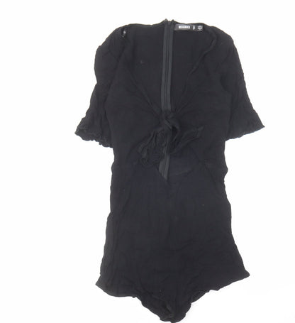 Missguided Womens Black Viscose Playsuit One-Piece Size 6 Zip