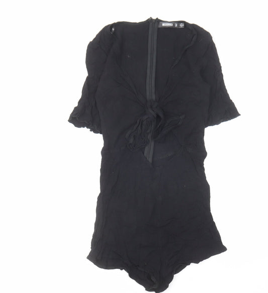 Missguided Womens Black Viscose Playsuit One-Piece Size 6 Zip