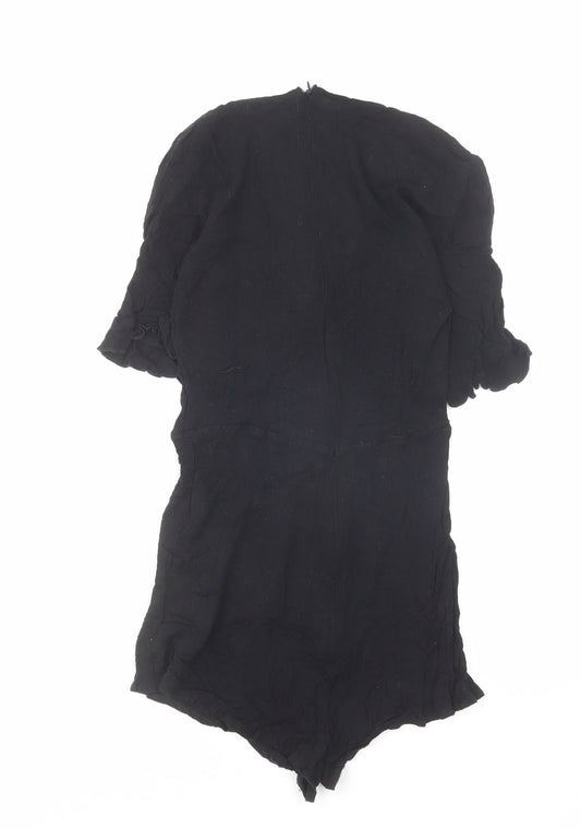 Missguided Womens Black Viscose Playsuit One-Piece Size 6 Zip