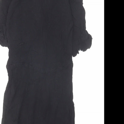 Missguided Womens Black Viscose Playsuit One-Piece Size 6 Zip