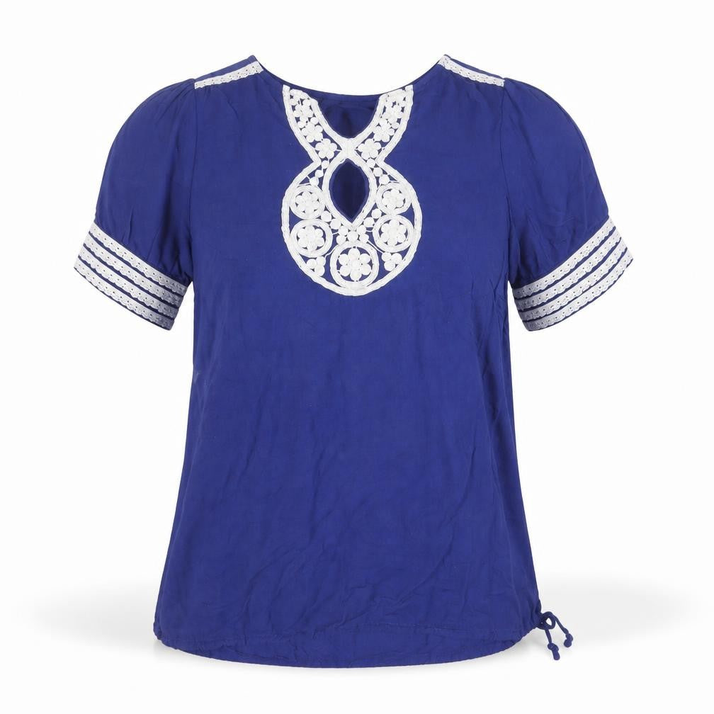 Womens UK Size 10 Love Label Blue Basic T-Shirt