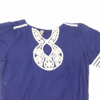 Womens UK Size 10 Love Label Blue Basic T-Shirt