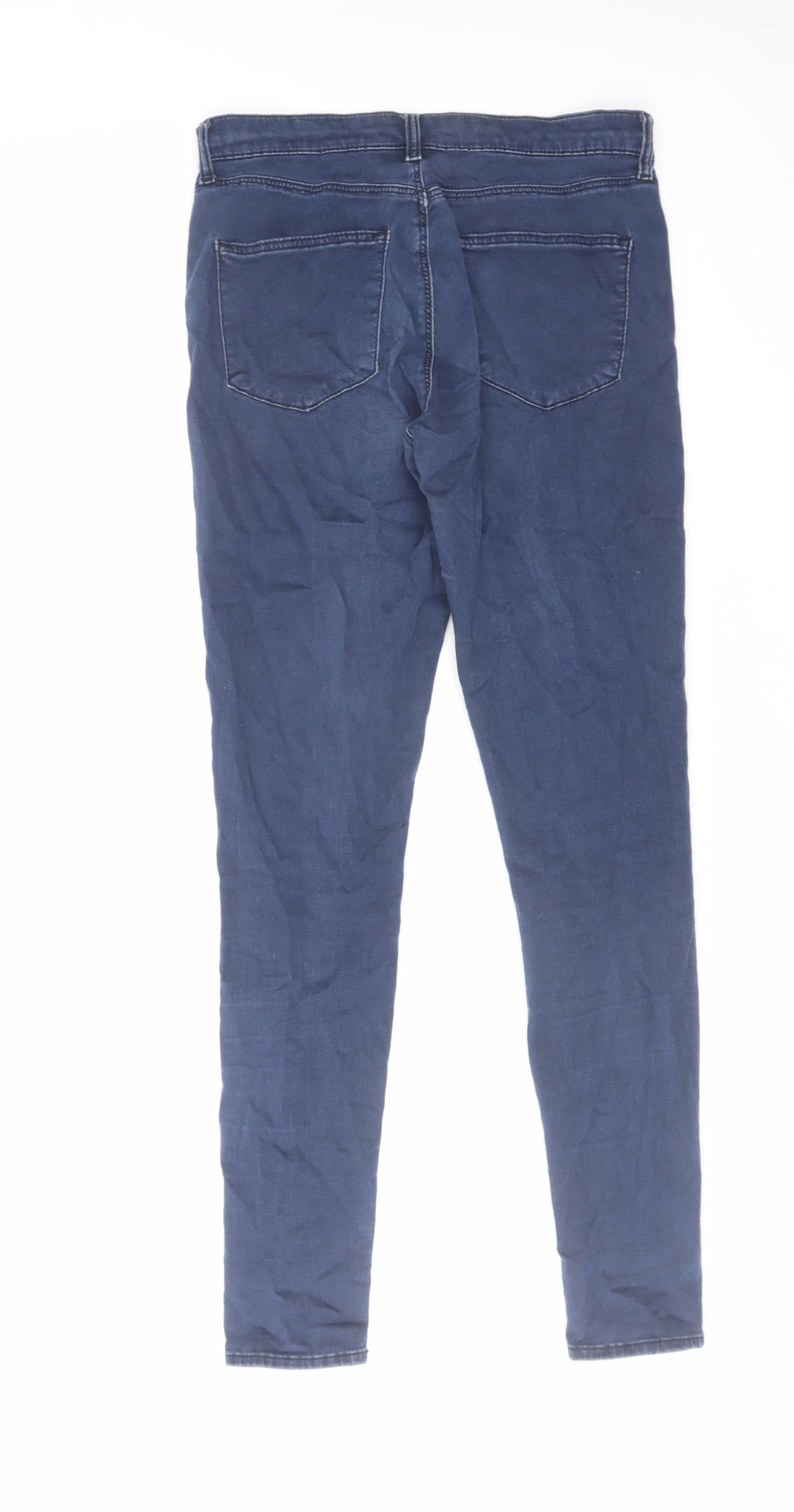 Topshop Womens Blue Cotton Skinny Jeans Size 28 in L32 in Regular Zip