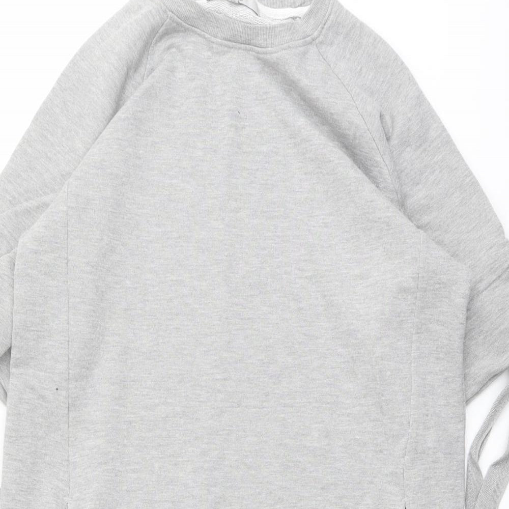 NEXT Womens Grey Cotton Jumper Dress Size 12 Crew Neck Pullover