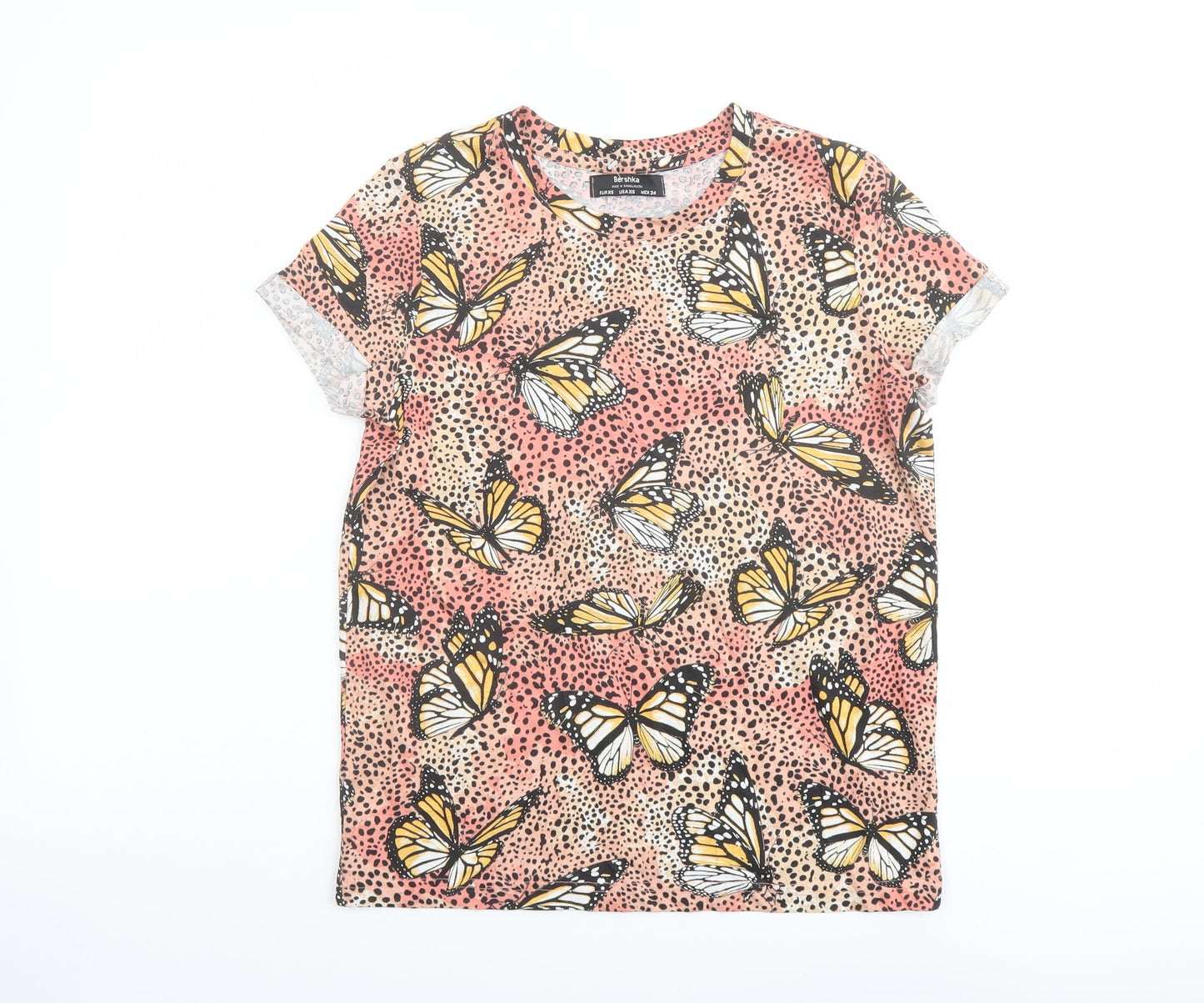 Womens UK Size XS Bershka Multicoloured Basic T-Shirt