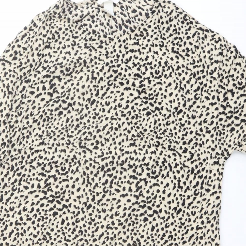 Womens UK Size 8 H&M Beige Basic T-Shirt