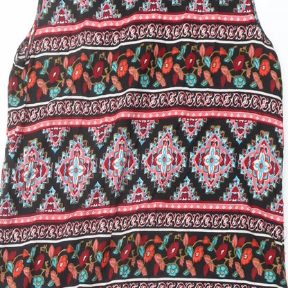Mela London Womens Multicoloured Geometric Polyester Shift Size 10 Boat Neck Pullover