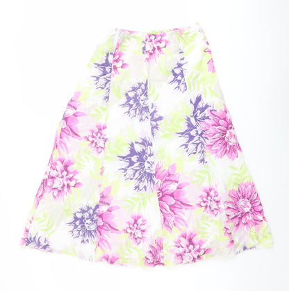 Marks and Spencer Womens Multicoloured Floral Cotton Swing Skirt Size 8 Zip