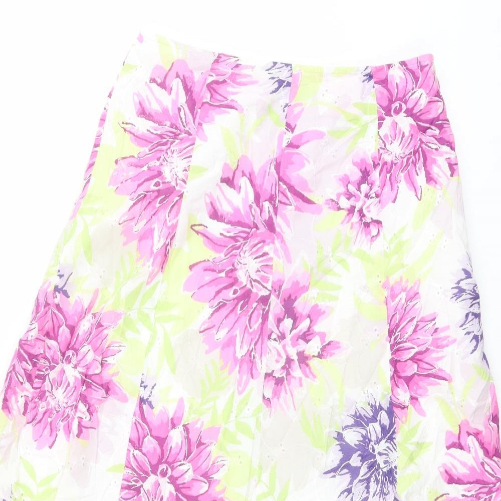 Marks and Spencer Womens Multicoloured Floral Cotton Swing Skirt Size 8 Zip