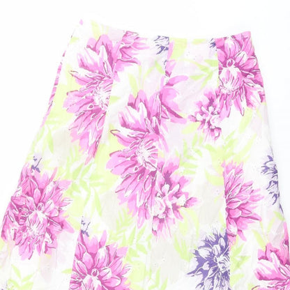 Marks and Spencer Womens Multicoloured Floral Cotton Swing Skirt Size 8 Zip