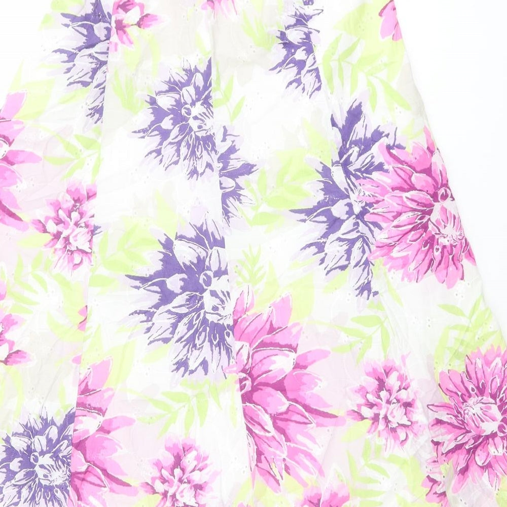 Marks and Spencer Womens Multicoloured Floral Cotton Swing Skirt Size 8 Zip