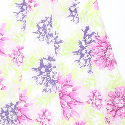 Marks and Spencer Womens Multicoloured Floral Cotton Swing Skirt Size 8 Zip